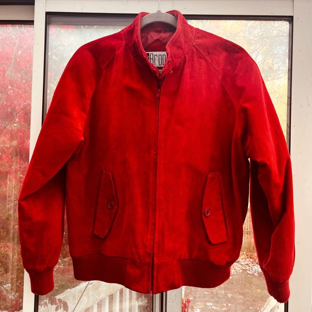 OutBrook Vintage Y2K Red Leather Coat Bomber Jacket Women's size Small